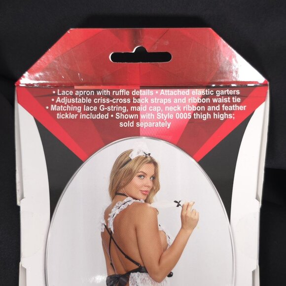 Sexy Maid Costume Lingerie Set Lace Apron One Size Dreamgirl - Picture 5 of 7